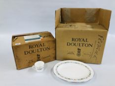 A ROYAL DOULTON "PASTORALE" DESIGN BONE CHINA SIX PLACE SETTING TEA AND DINNER SERVICE