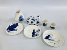 A GROUP OF NATIONAL TRUST CERAMICS TO INCLUDE TWO BLUE AND WHITE MUGS,