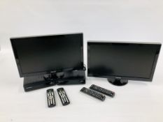 TWO SAMSUNG 19 INCH TELEVISIONS MODEL UE19F4000AW AND REMOTES ALONG WITH TWO MANHATTAN FREESAT