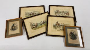 A SET OF FOUR FRAMED AND MOUNTED "THE TUMBLETOWN STEEPLE CHASE" PUBLISHED BY ACKERMANN,