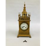 AN ELABORATE VINTAGE GILT FINISH TOWER CLOCK AND BELL,