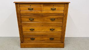 A SATINWOOD 2 OVER 3 DRAWER CHEST W 103CM X D 48CM X H 102CM.