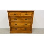 A SATINWOOD 2 OVER 3 DRAWER CHEST W 103CM X D 48CM X H 102CM.