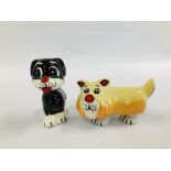 TWO LORNA BAILEY DOGS TO INCLUDE BENGO (H 12CM) AND DOOGLE HEIGHT (8CM).