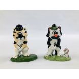 TWO LORNA BAILEY GOLFING CAT FIGURES TO INCLUDE TIGER (HEIGHT 14CM.) AND TOM AND JERRY (HEIGHT 14CM.