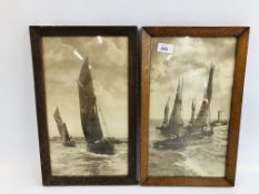 TWO FRAMED PHOTOGRAPHS BY H. JENKINS OF LOWESTOFT SHOWING HERRING DRIFTERS.