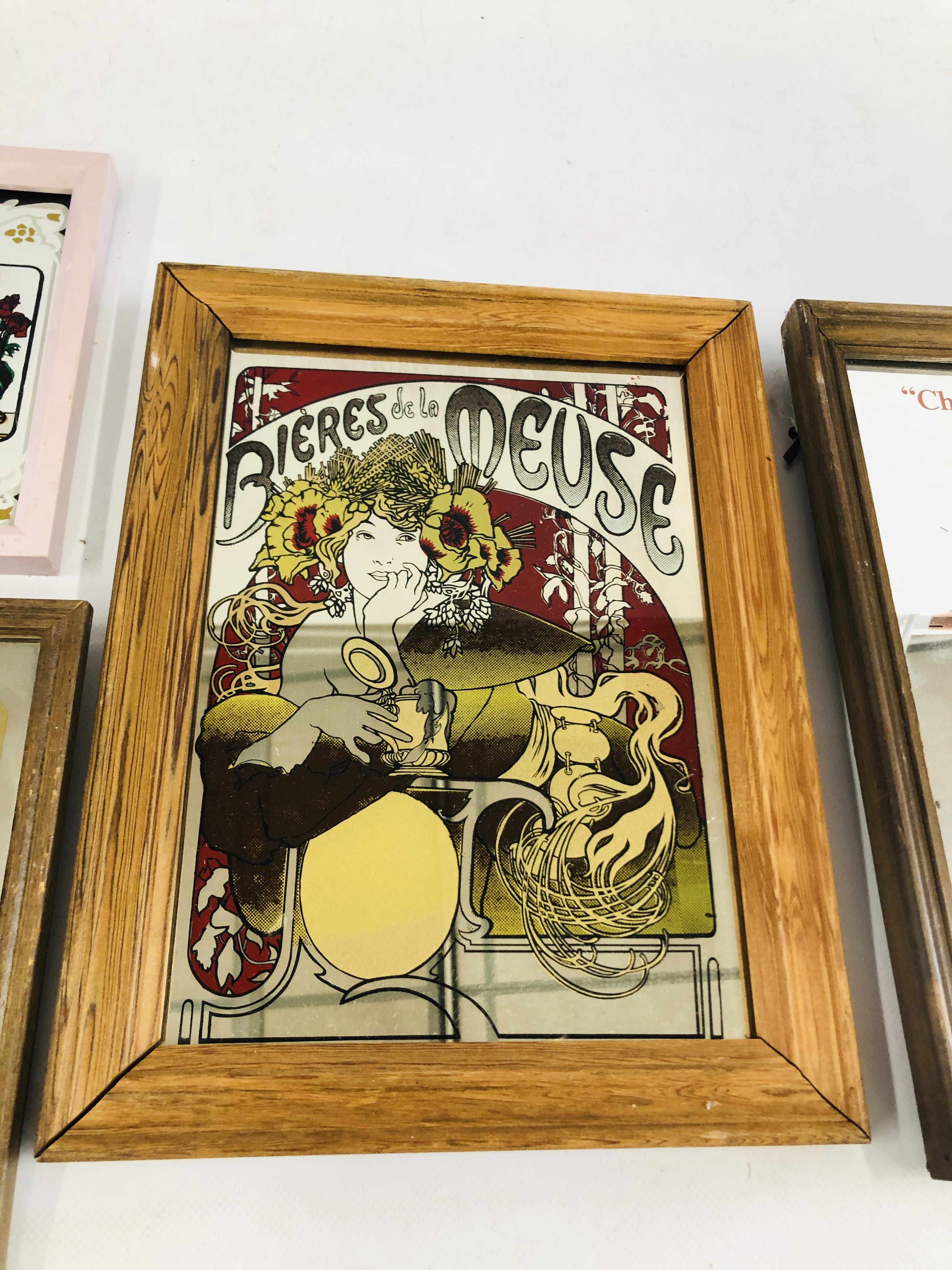 5 REPRODUCTION ADVERTISING WALL MIRRORS TO INCLUDE BISTO, COCA COLA, BIERES MEUSE, MULTI-TABS, - Image 3 of 6