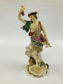 A DERBY FIGURE OF MERCURY HOLDING PURSE AND CADUCEUS, STANDING AMOUNG CLOUDS ON A ROCOCO BASE, c.