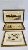 A FRAMED WATERCOLOUR WETLAND SCENE WITH CHURCH BEARING SIGNATURE F.G.