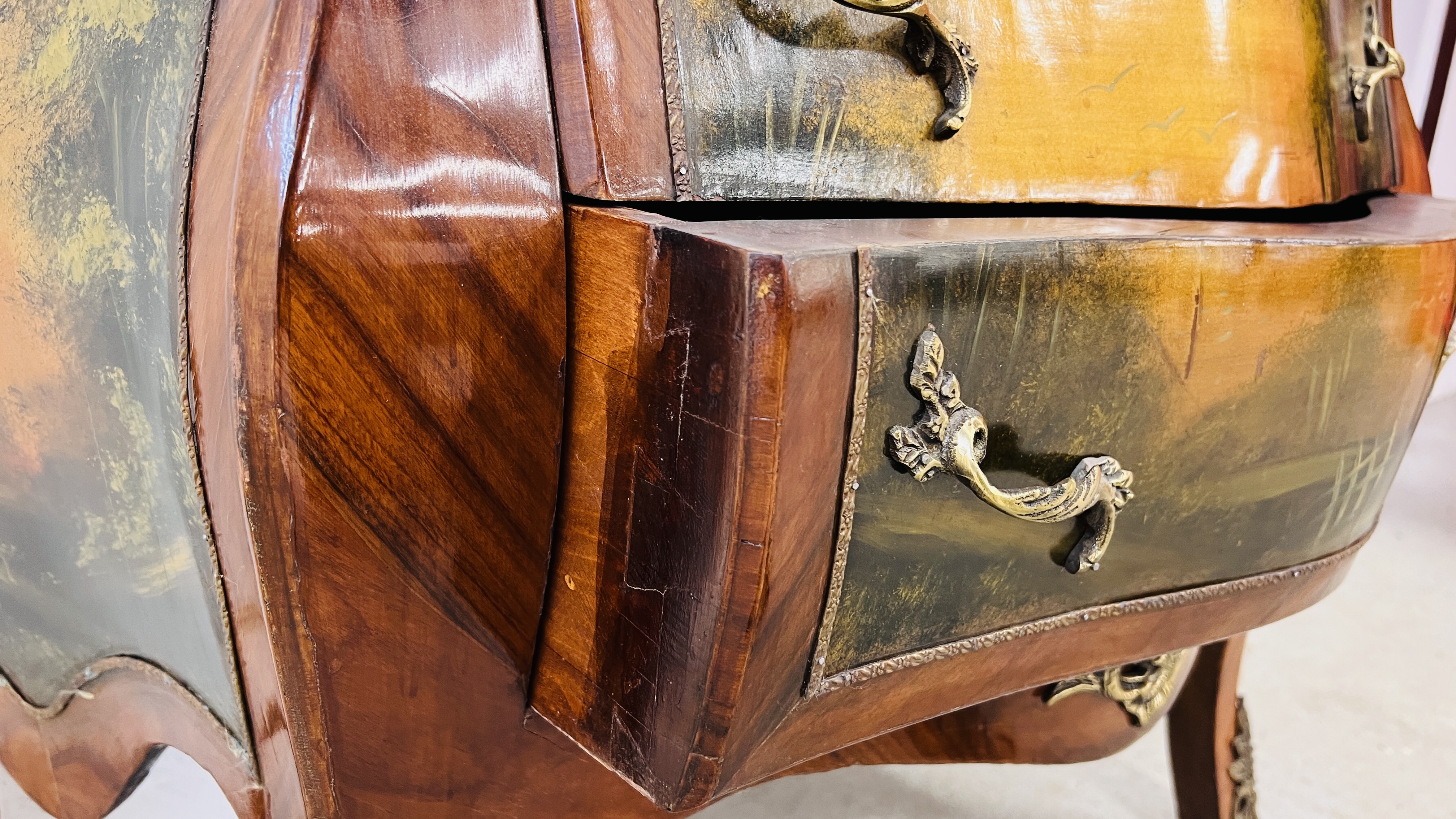 A REPRODUCTION LOUIS XV STYLE BOMBE DISPLAY CABINET WIDTH 93CM. DEPTH 54CM. HEIGHT 184CM. - Image 12 of 16