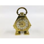 A VINTAGE BRASS CASED FOORD & SON HASTINGS CLOCK STAMPED "FIVE MILE OPEN AMATEUR HANDICAP STEEPLE