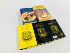 5 HARRY POTTER HARD BACK BOOKS INCLUDING FIRST EDITIONS.