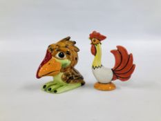 TWO LORNA BAILEY BIRDS TO INCLUDE COCKERELL (HEIGHT 10CM. AND EAGLE (HEIGHT 9CM.