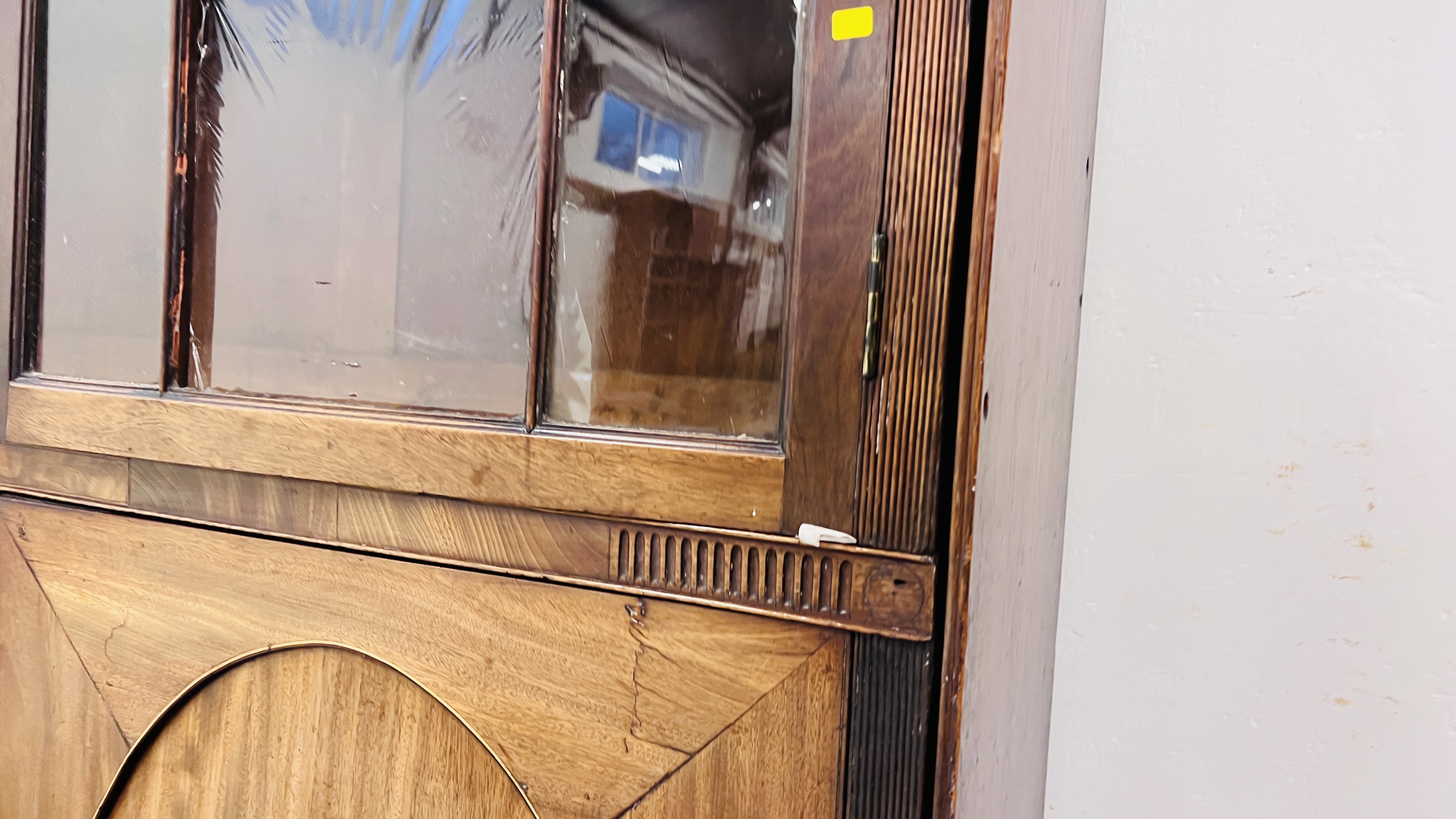 A GEORGE III MAHOGANY BOOKCASE WITH DOUBLE CUPBOARD BELOW, - Image 8 of 11