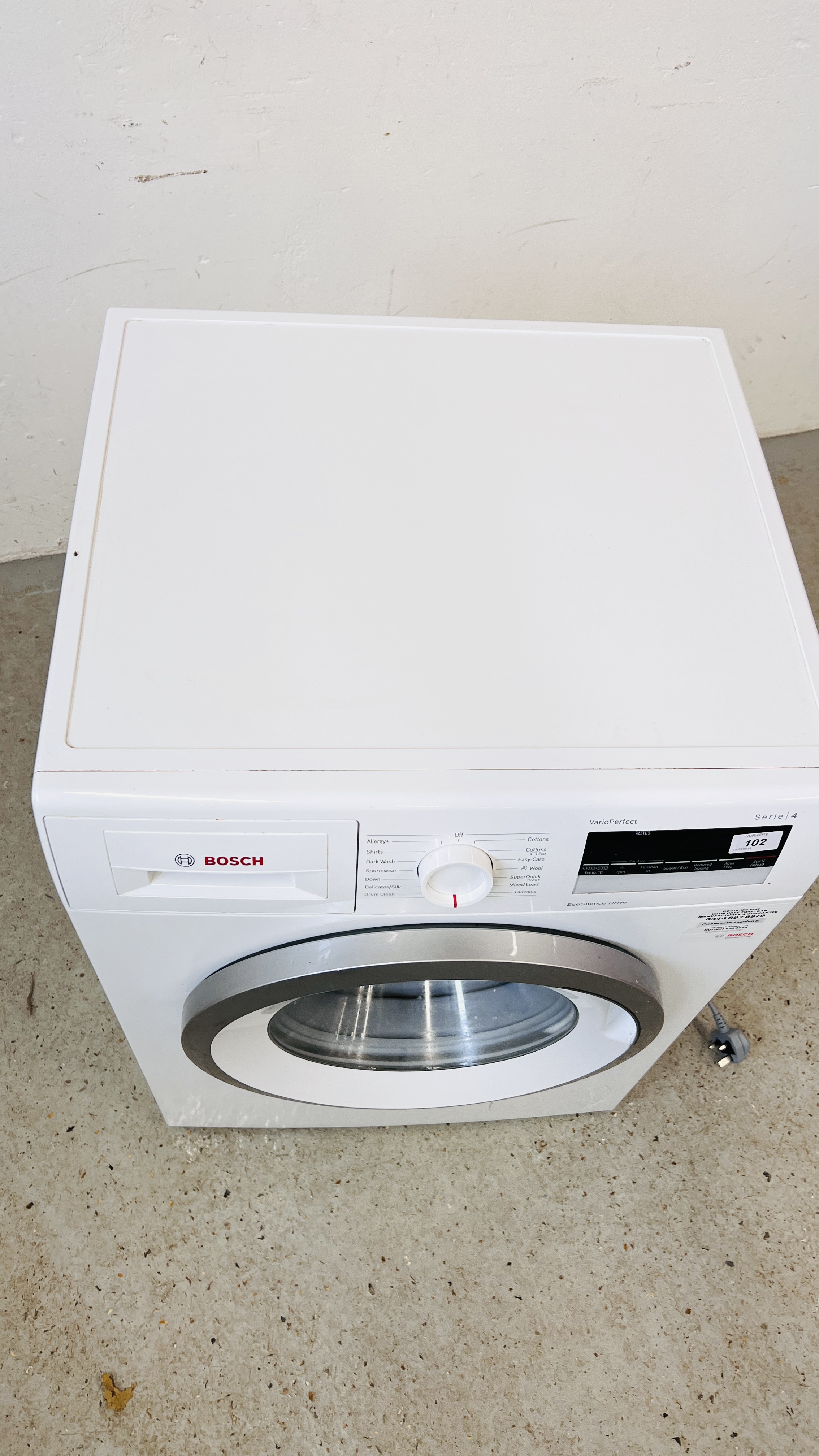 A BOSCH SERI 4 VARIOPERFECT ECO SILENCE DRIVE WASHING MACHINE - SOLD AS SEEN. - Image 10 of 10