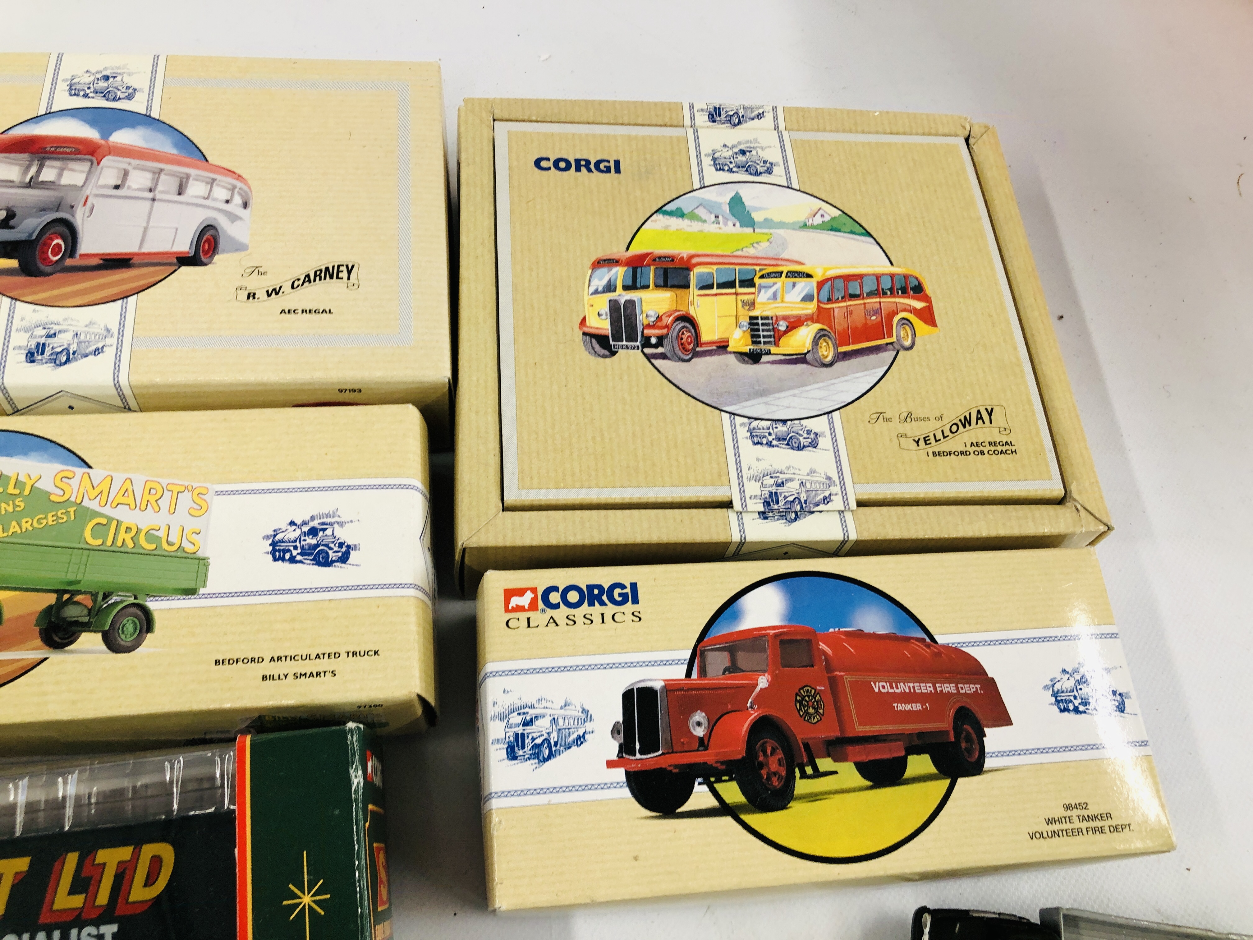 A FRUIT BOX CONTAINING BOXED LIMITED EDITION CORGI BUSSES, EDDIE STOBART LORRY ETC. - Image 4 of 6