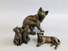 A GROUP OF THREE COMPOSITE CAT SCULPTURES TO INCLUDE 2 X EXAMPLES BY "FRITH SCULPTURE" THE OTHER