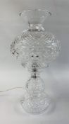 AN IMPRESSIVE "WATERFORD" INISHMAAN CRYSTAL LAMP - WIRE REMOVED.