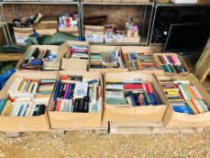 NINE BOXES OF ASSORTED BOOKS AS CLEARED TO INCLUDE MAINLY NOVELS