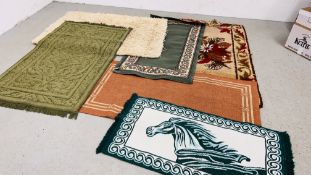 6 X VARIOUS RUGS OF DIFFERENT DESIGNS AND SIZES INCLUDING SHAGGY.