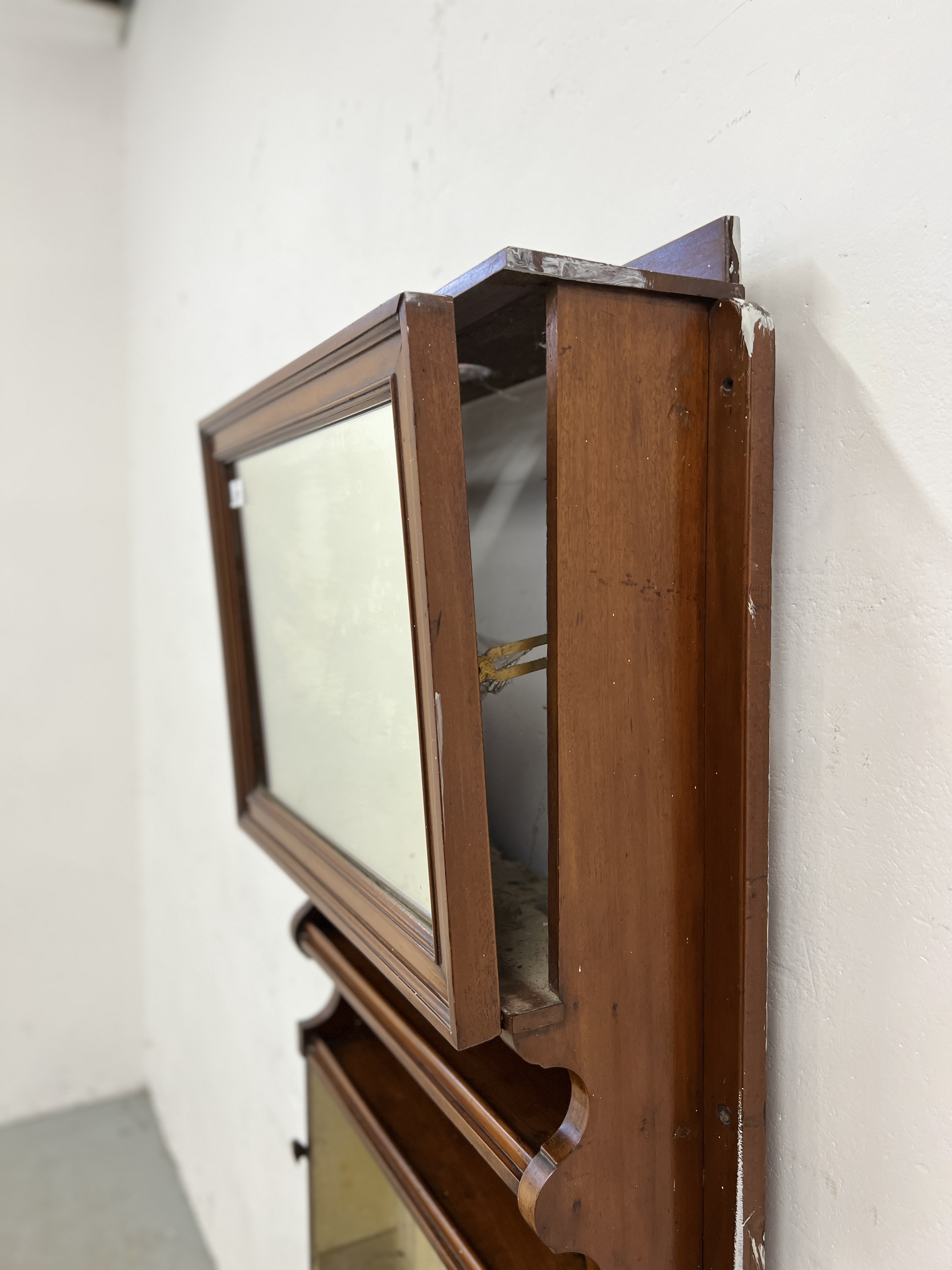 A VICTORIAN MAHOGANY SHIP'S WASH STAND WITH MIRRORED DOOR ABOVE - W 54CM X D 29CM X H 164CM. - Image 7 of 9