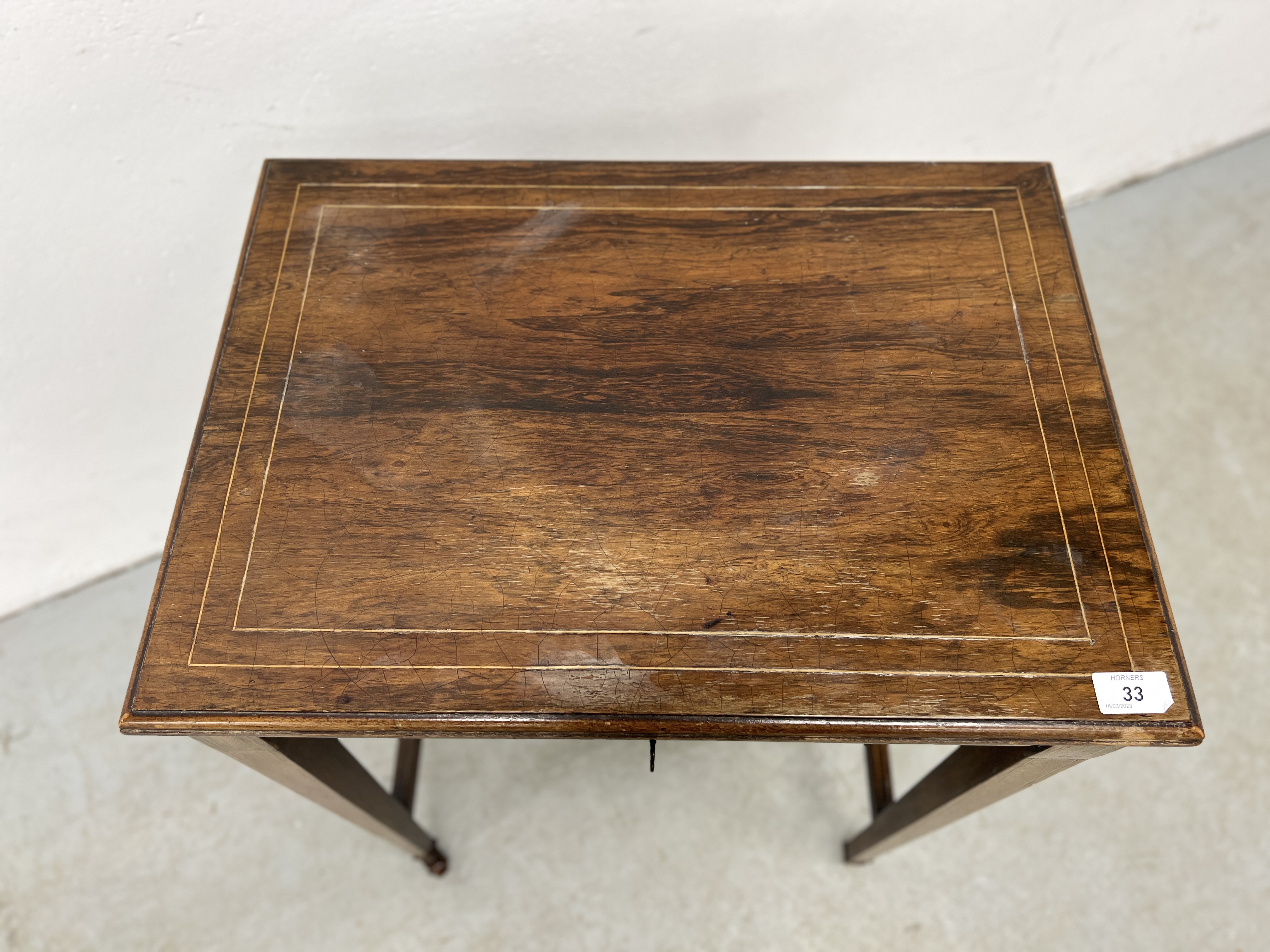 AN EDWARDIAN INLAID MAHOGANY WORK TABLE - W 56CM X D 41CM X 73CM. - Image 3 of 10