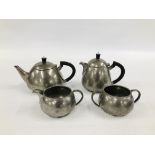 A FOUR PIECE ENGLISH PEWTER TEASET STAMPED LIBERTY & CO.