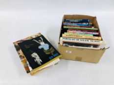 A BOX CONTAINING COLLECTION STEAM TRAIN INTEREST BOOKS INCLUDING NORFOLK INTEREST AND A SMALL