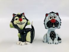 TWO LORNA BAILEY CATS TO INCLUDE DEXTER AND FRIZZLE HEIGHT 13CM.