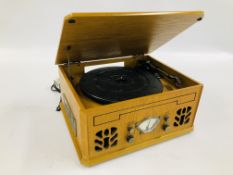 A REPRODUCTION NOSTAGIC CD/RADIO/CASSETTE) RECORD PLAYER - SOLD AS SEEN