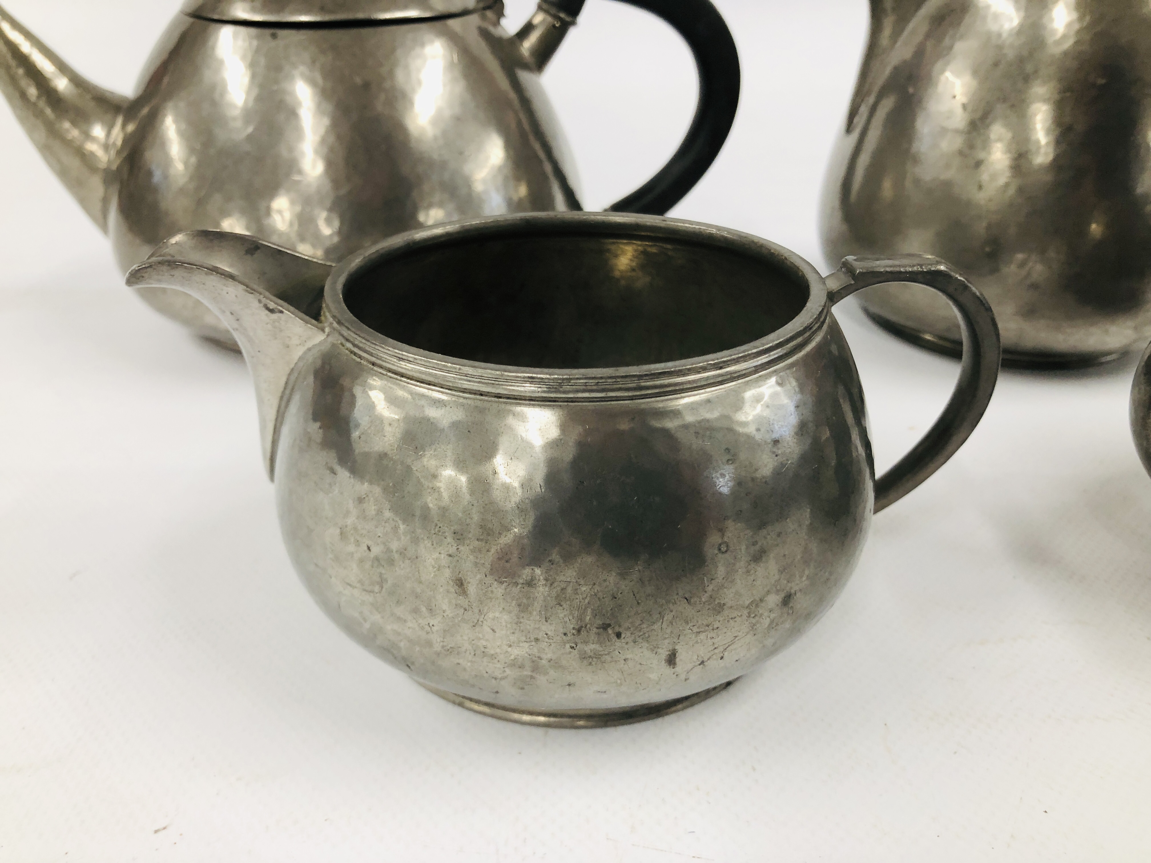 A FOUR PIECE ENGLISH PEWTER TEASET STAMPED LIBERTY & CO. - Image 5 of 6