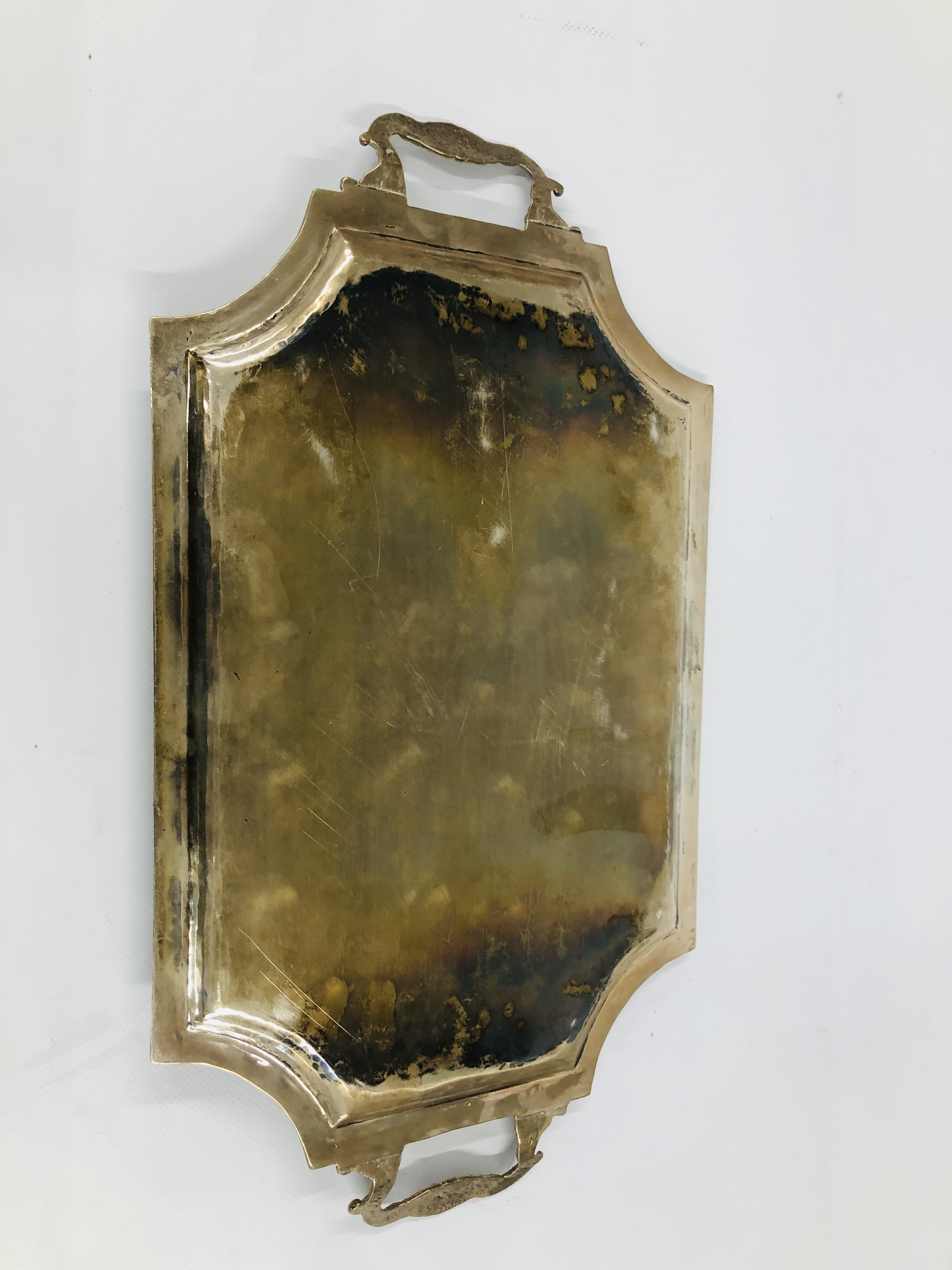 A CONTINENTAL WHITE METAL TWO HANDLED TRAY, L 43.5CM X W 23.8CM, INDISTINCT MARKS. - Image 9 of 13