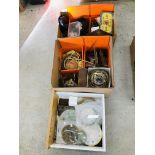3 X BOXES OF ASSORTED MODERN & VINTAGE CLOCK PARTS & ACCESSORIES TO INCLUDE CLOCK GLASSES, HANDS,