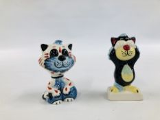 TWO LORNA BAILEY CATS TO INCLUDE SEE NO EVIL AND BLOSSOM HEIGHT 13CM.