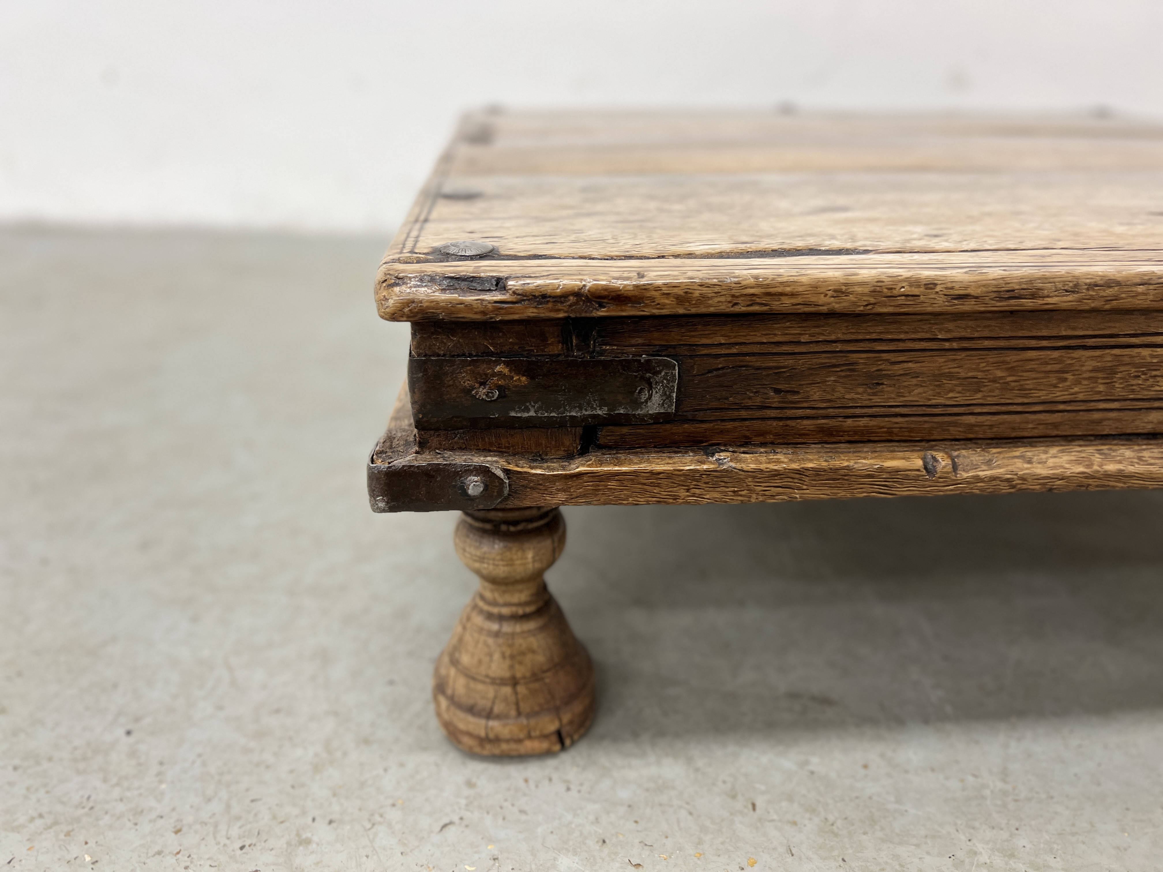 A MIDDLE EASTERN HARDWOOD LOW COFFEE TABLE W 61CM X D 60CM X H 19CM. - Image 3 of 8