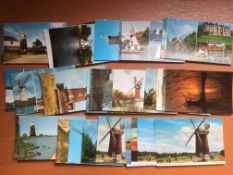 BOX WITH MAINLY MODERN POSTCARDS, NORFOLK AND SUFFOLK, GOOD SELECTION OF WINDMILLS WITH A FEW OLDER.