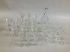 A COLLECTION OF 34 PIECES STEWART CRYSTAL DRINKING GLASSES TO INCLUDE TUMBLERS, WINE GLASSES,