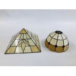 2 X TIFFANY STYLE LAMP SHADES INCLUDING CIRCULAR AND SQUARE BOXED.