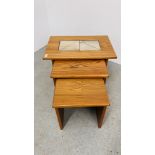 A NEST OF 3 TEAK FINISH GANGSO MOBLER TABLES.