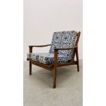 A MID CENTURY DANISH STYLE OPEN ARM CHAIR