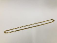 A 9CT GOLD FIGARO LINK NECKLACE - L46CM.