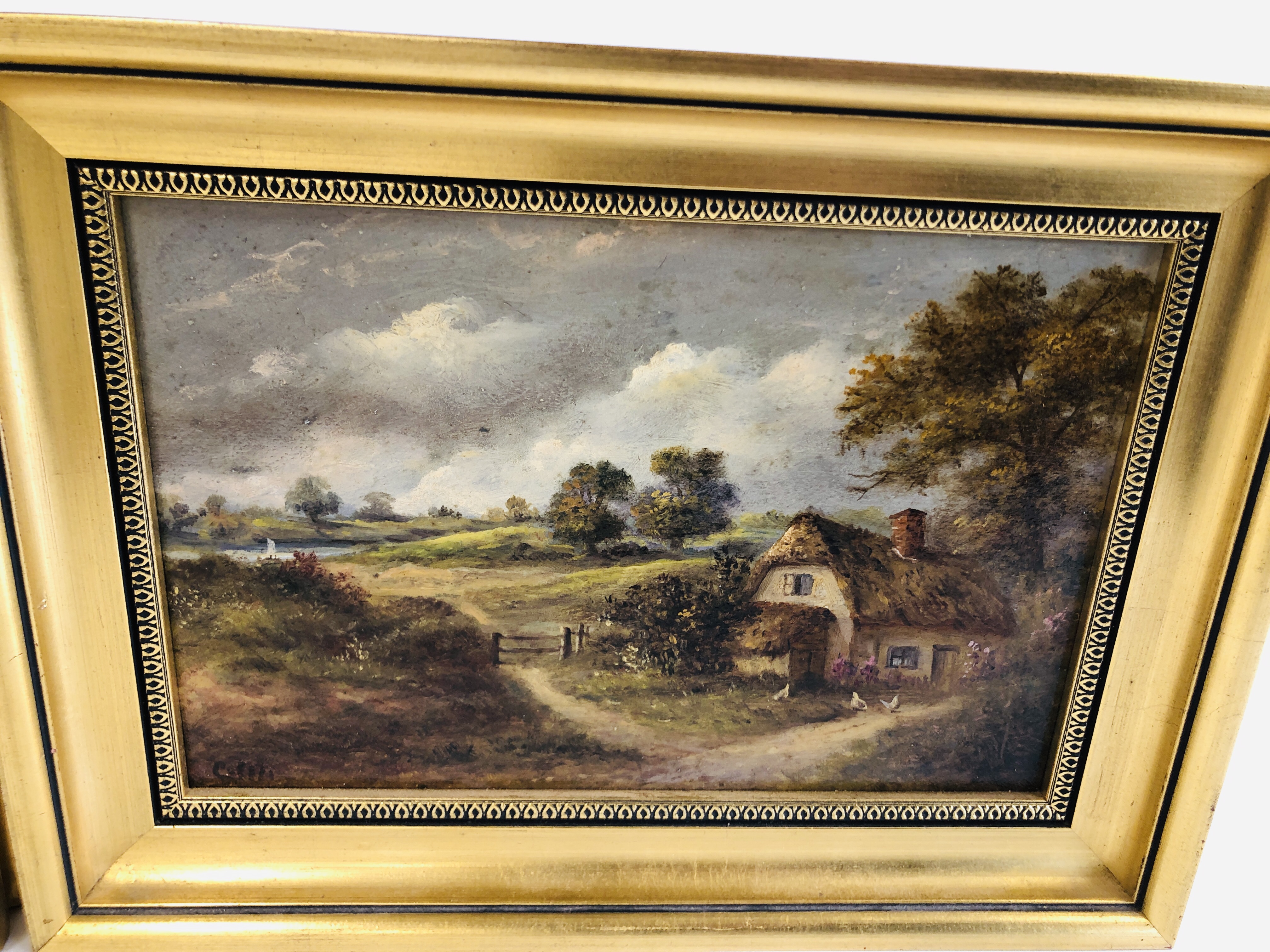 A PAIR OF OIL ON BOARD C. MASKELL PAINTINGS OF COUNTRY IPSWICH SCENES IN GILT FRAMES 18.5CM X 28. - Image 2 of 11