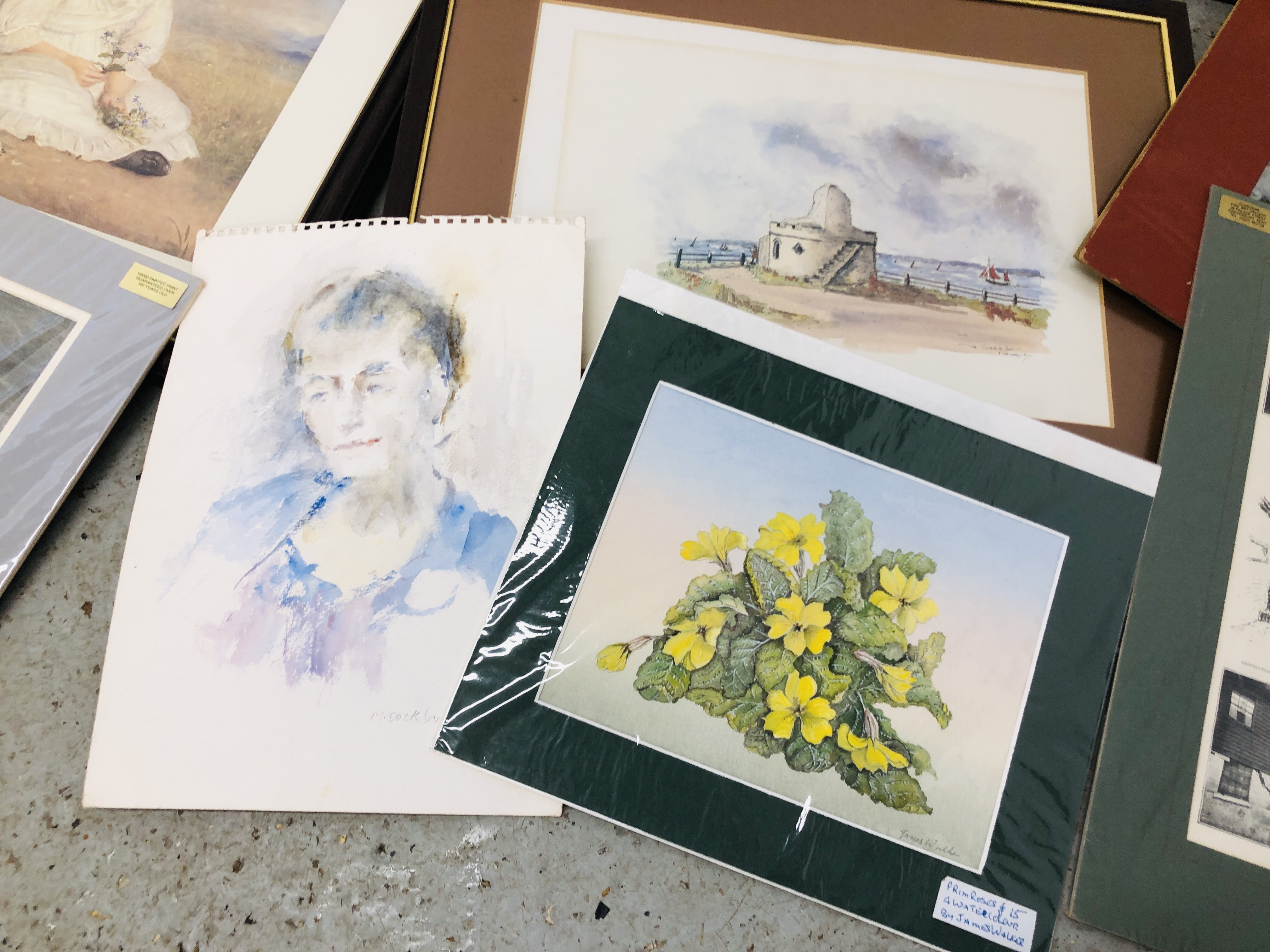 BOX OF VARIOUS PRINTS AND PICTURES INCLUDING ETCHINGS ETC. - Image 4 of 13