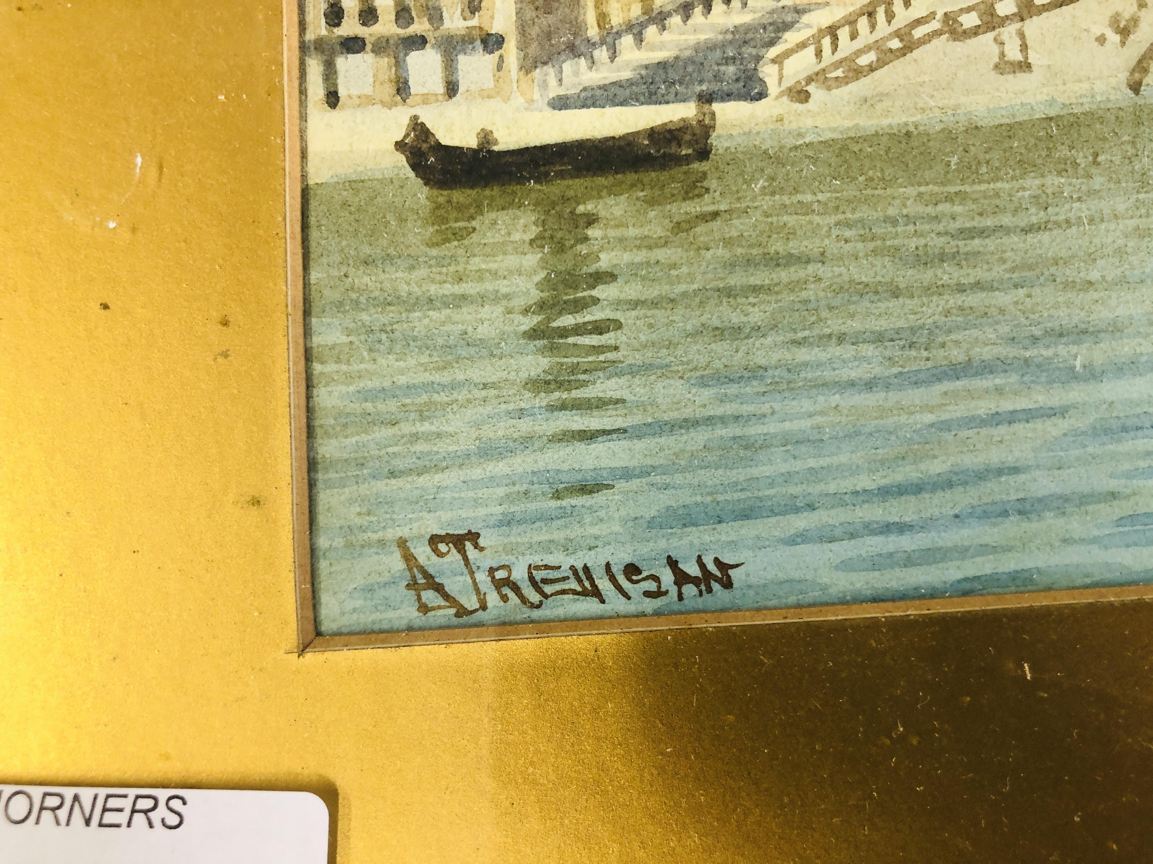 FRAMED WATERCOLOUR VENETIAN CANAL SCENE BEARING SIGNATURE A. - Image 3 of 5