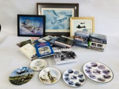 BOX OF AVIATION BOOKS & DVD'S TO INCLUDE SPITFIRE EXAMPLES,