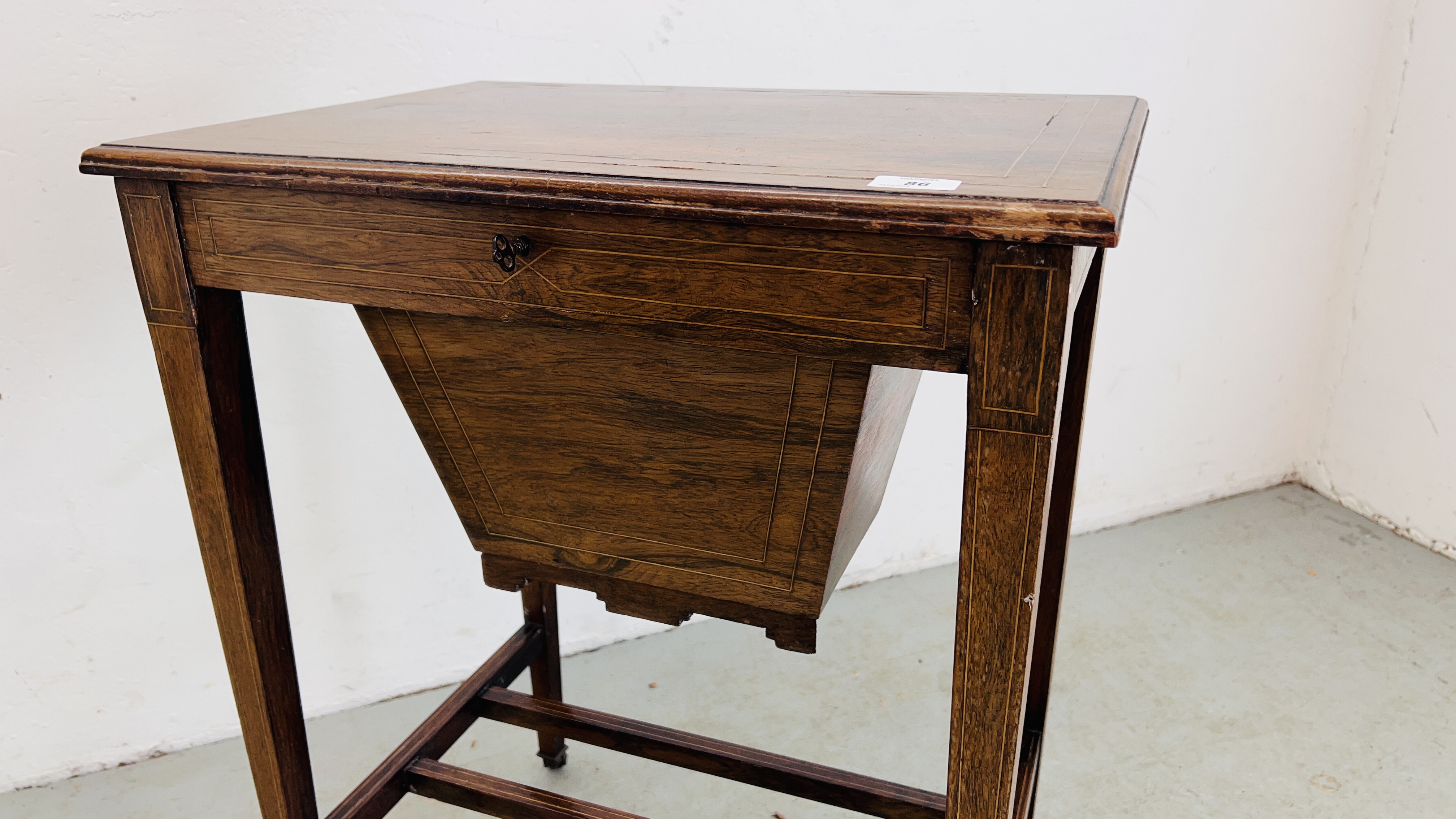 AN EDWARDIAN INLAID MAHOGANY WORK TABLE - W 56CM X D 41CM X 73CM. - Image 3 of 7