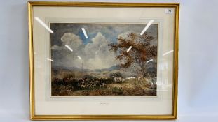 AN ORIGINAL GILT FRAMED WATERCOLOUR "HUNTING SCENE" BEARING SIGNATURE WILLIAM WATSON 1860 - W 52CM