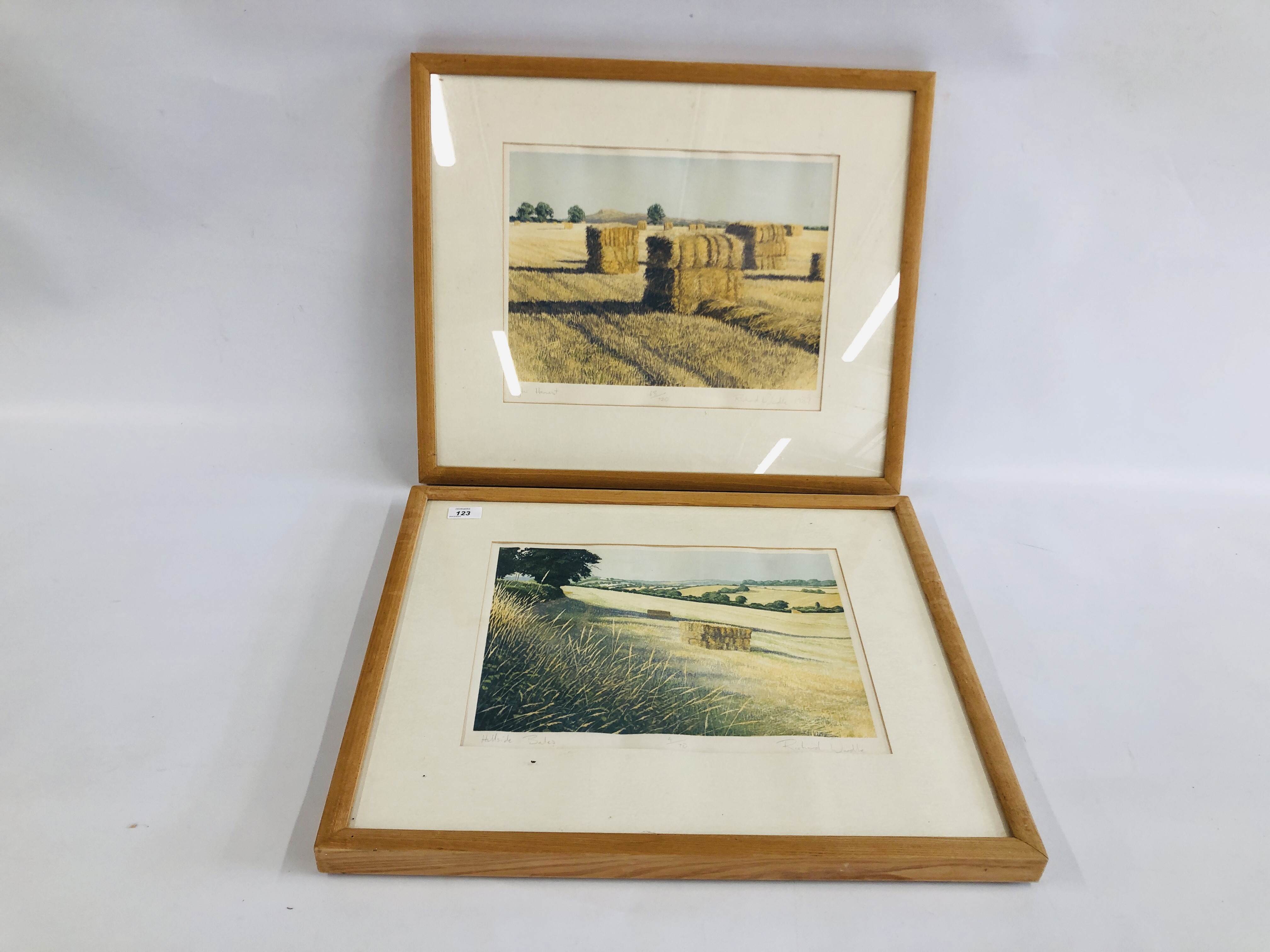 A PAIR OF FRAMED AND MOUNTED LIMITED EDITION RICHARD WARDLE PRINTS HILLSIDE & DALES 4/70 AND AFTER