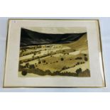 A FRAMED LIMITED EDITION ETCHING AND AQUATINT BEARING SIGNATURE JOHN BRUNSDON "EDALE" WITH