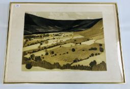 A FRAMED LIMITED EDITION ETCHING AND AQUATINT BEARING SIGNATURE JOHN BRUNSDON "EDALE" WITH